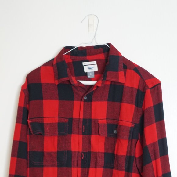 old navy red plaid flannel shirt small men - Picture 1 of 2